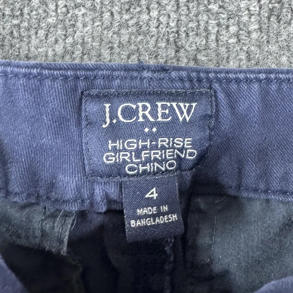 J.Crew Pants Womens 4 Blue High-Rise Girlfriend Chino Stretch Twill Straight Leg